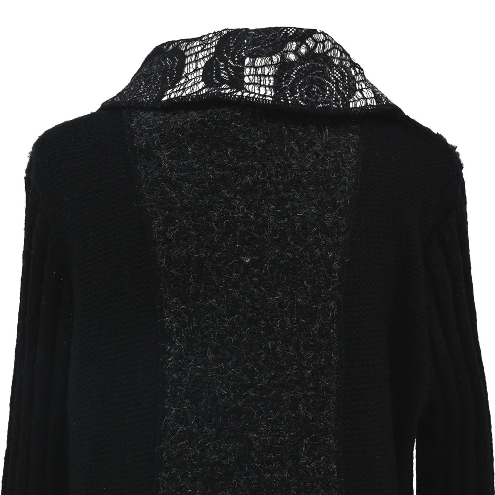 Y2K Whimsical Sioni Floral Lace Cardigan Jacket Black White Wool Mohair Blend - Picture 10 of 16